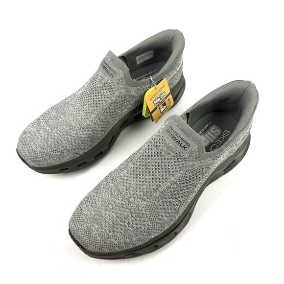 Skechers Shoes Men Slip Ins Shoes 9.5 Gray Hands Free Glide Step Goga Mat NEW